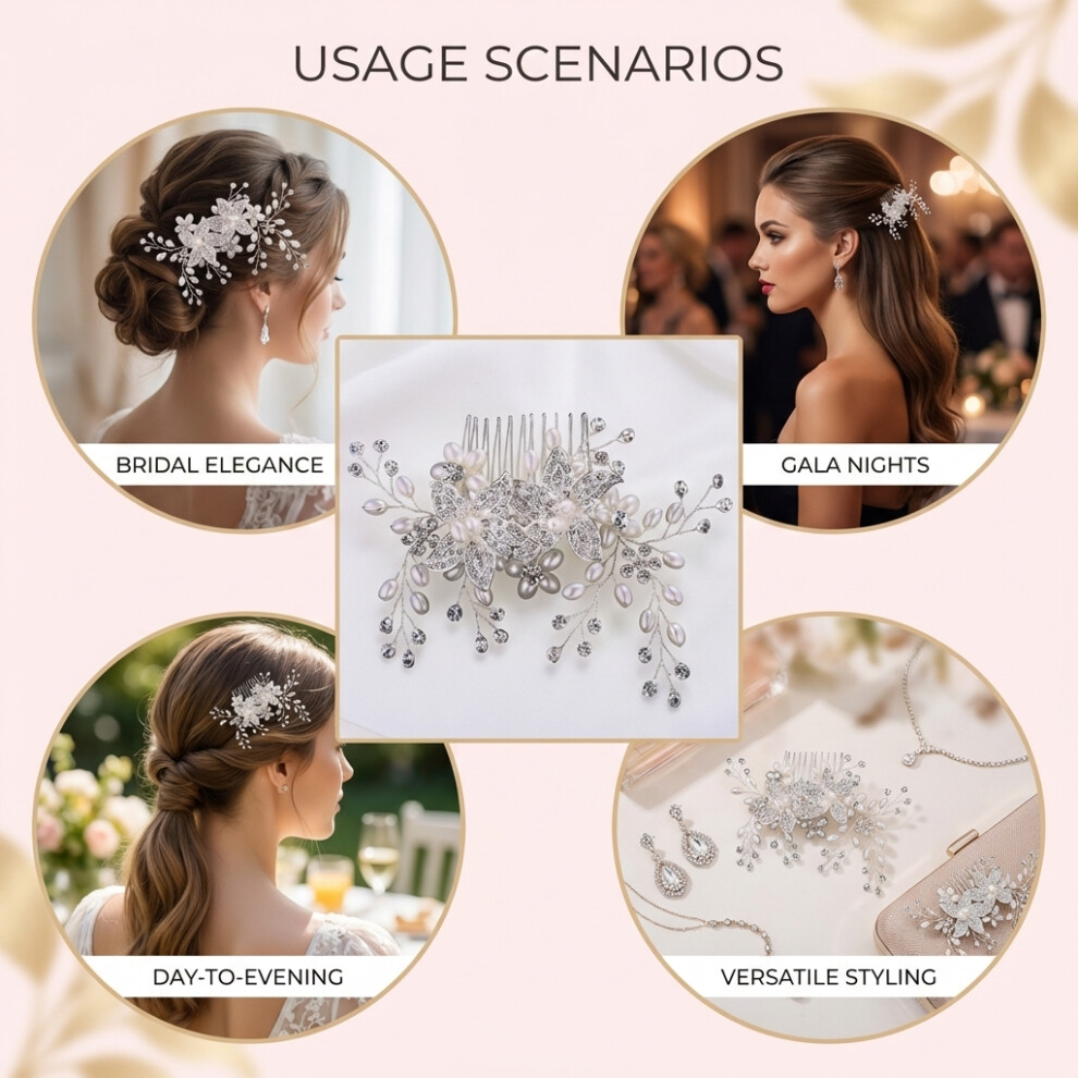 Dachuang Beauty (Hs J4539) Crystal Pearl Floral Hair Comb For Weddings
