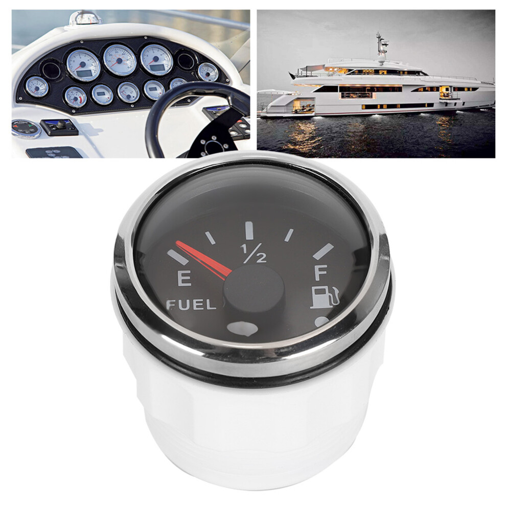2In Waterproof Fuel Level Gauge Ip67 Stainless Steel Auto Marine Alarm Black 7631392337448
