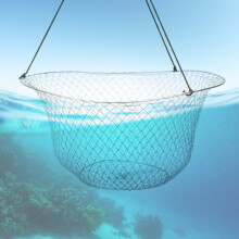 Folding Steel Wire Fishing Net Bait Crab Trap 45cm Outdoor Fish Tackle