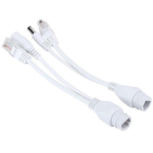 Waterproof POE Adapter Cable Injector Splitter DC12V NonStandard White 2