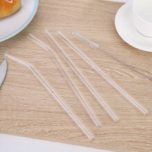 Portable Reusable Hot-Resistant Glass Straw & Brush Set, 8.5in