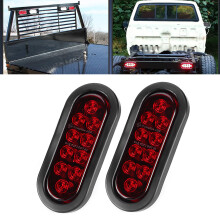 2pcs 6in Red Oval Waterproof LED Side Marker Taillight Kit for Truck