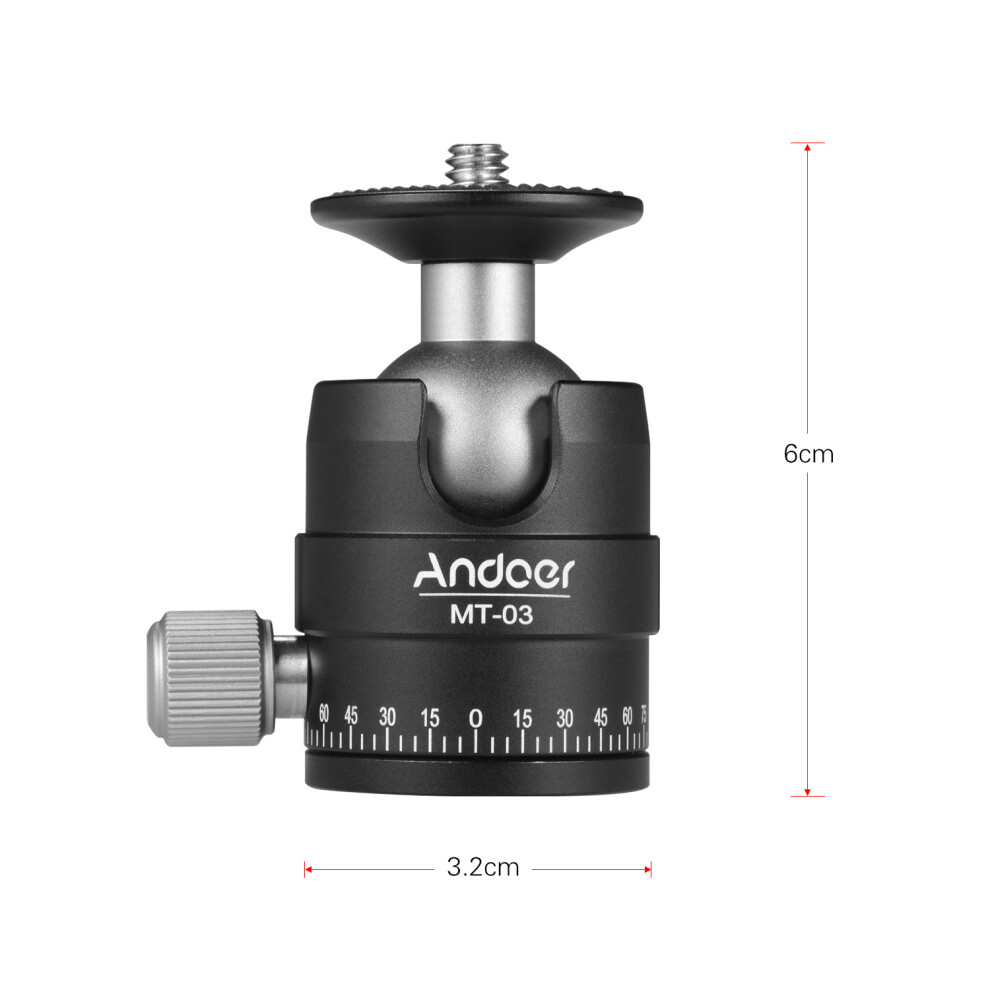Andoer Mt-03 Mini Ball Head Dslr Camera Tripod Monopod U-Shaped Notch 5Kg 7661392344368