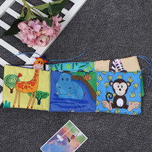 Infant Crib Cloth Book with Rattle & Mirror - Cute Animal Learning Toy