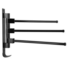 Space Aluminum Black 3-5 Rod Towel Rack, 30kg Load, Moveable