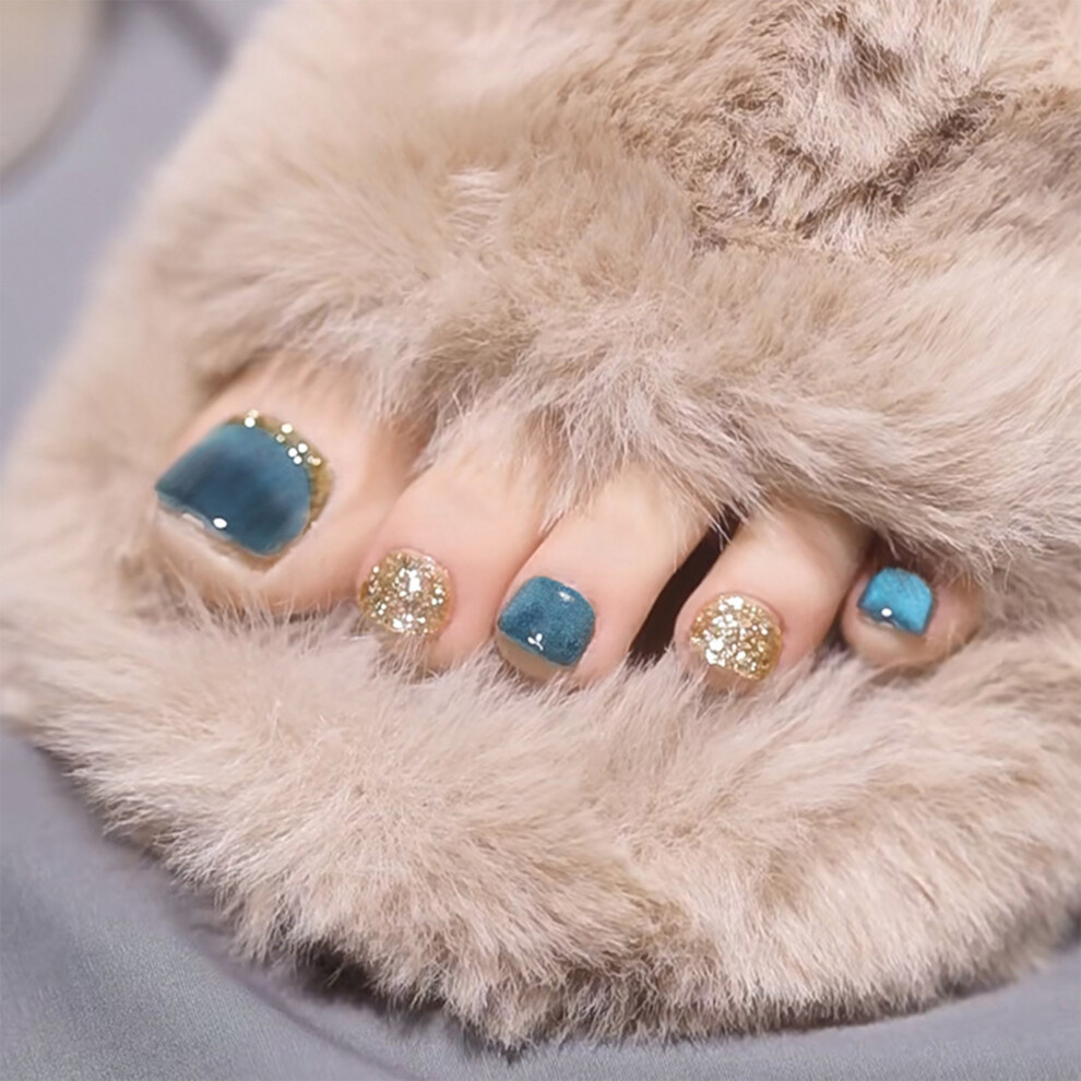 Dcph-Clothing (Standard) Blue Cat Eyes Fake Toenails - Toe Decoration Diy