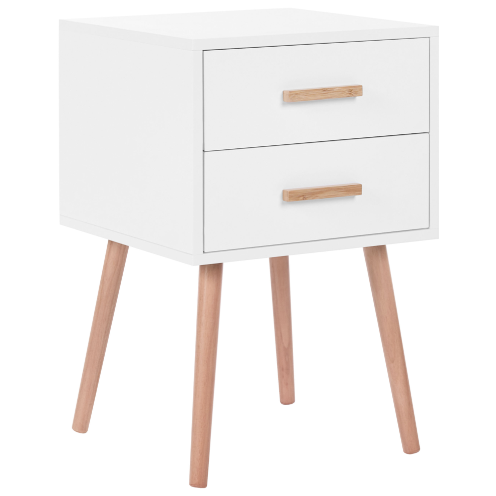 2 Drawer Bedside Table ALABAMA White
