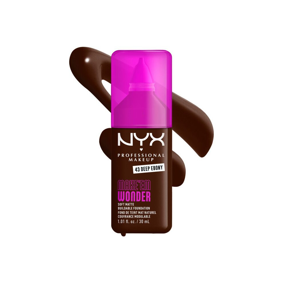 Nyx Professional Makeup Foundation - Make 'Em Wonder - Undetectable Finish - 24H Wear - Shade Deep Ebony