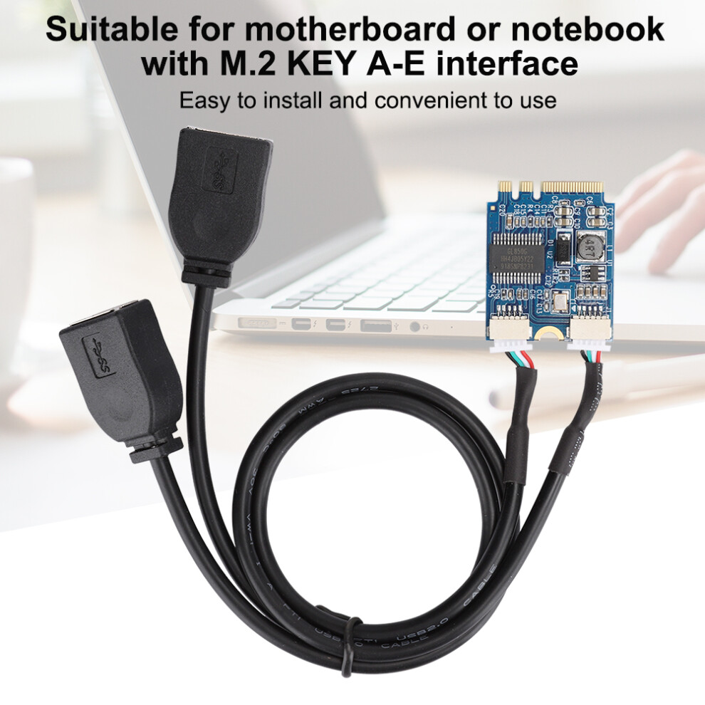 M.2 Ngff To Usb 2.0 Riser Card Dual Port Key A E Expansion Cable For Pc 7601392356268
