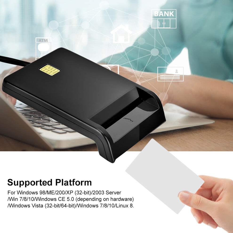 Usb Smart Card Reader For Id Cac Dnie Atm Sim Cloner Black 4951392353969