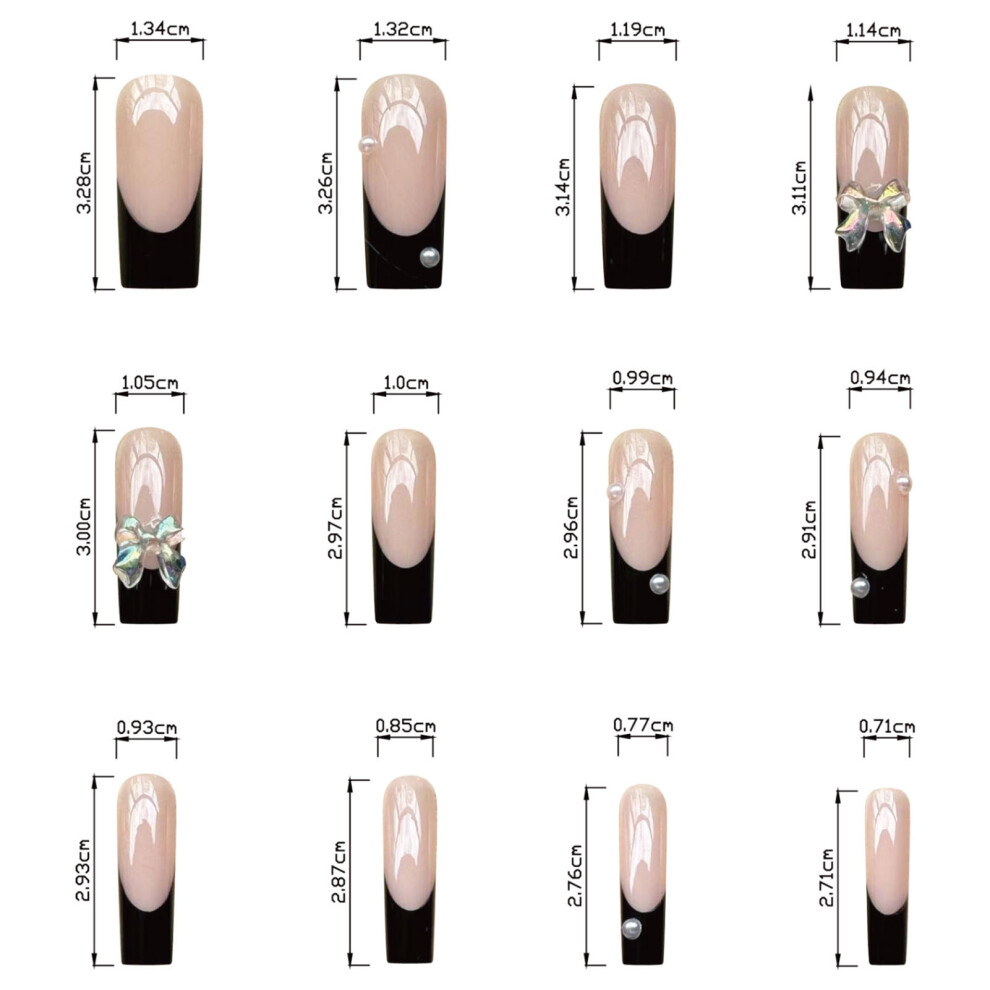 Dachuang Beauty 24Pcs Black Edge French False Nails For Women