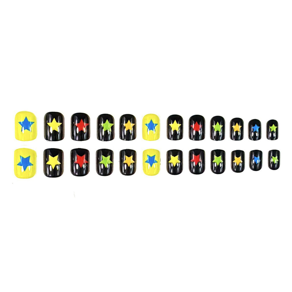 Dcph-Clothing Star Print Black Fake Nails - Zero Pressure