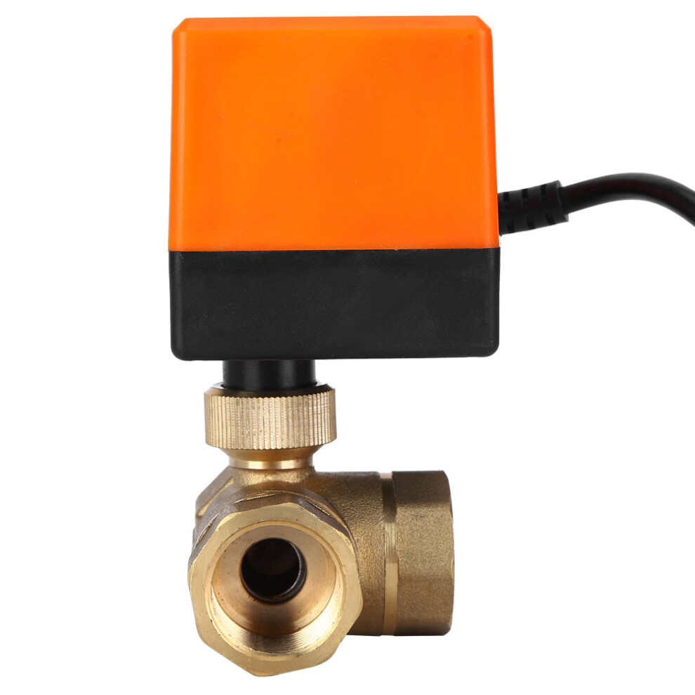 Brass Electric Motorized Ball Valve L Shape 3-Wire 1.6Mpa 6W Ac220v G3/4 Orange 4271392357249