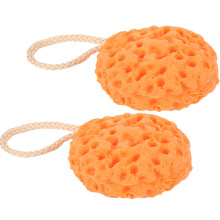 2 Pcs Baby Bath Sponge Set, Soft Foam Scrubber, Orange & Green