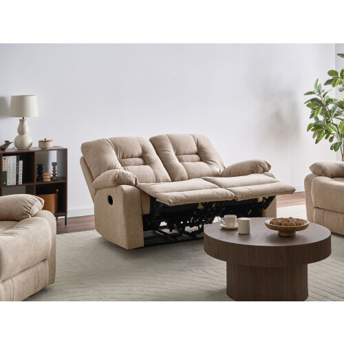 Beliani Manual Recliner Sofa 2 Seater BERGEN Fabric Beige 1
