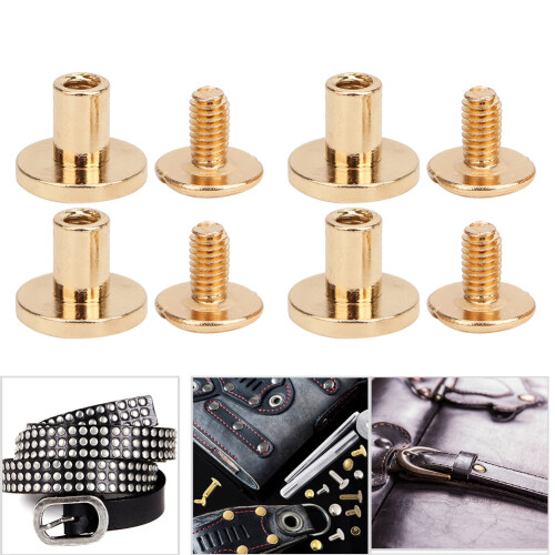 Gold Copper Rivets 50 Pack 8mm Flat Head for Leather Straps & Notebook Binding