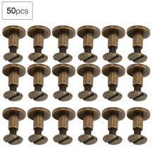 50 Sets Copper Flat Head Rivets for Notebook Binding 8mm