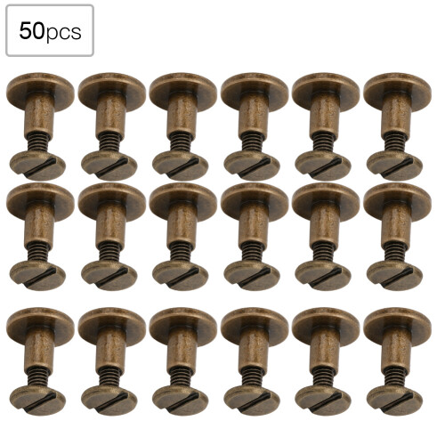50 Sets Copper Flat Head Rivets for Notebook Binding 8mm