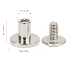 Leather & Notebook Binding Rivets Kit 8mm Copper Flat Head Silver 50 Pieces