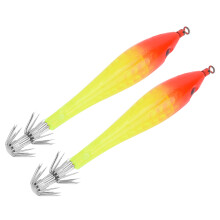 Squid Jigs 5Pcs Luminous Fishing Lures for Sea & Freshwater Red Head Glow Green