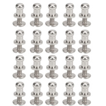 20 Sets Copper Round Head Rivets for Bag Clothes Shoe Belt Decoration Silver