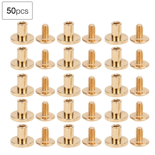 Gold Copper Rivets 50 Pack 8mm Flat Head for Leather Straps & Notebook Binding 2