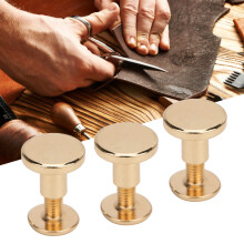 Gold Copper Rivets 50 Pack 8mm Flat Head for Leather Straps & Notebook Binding