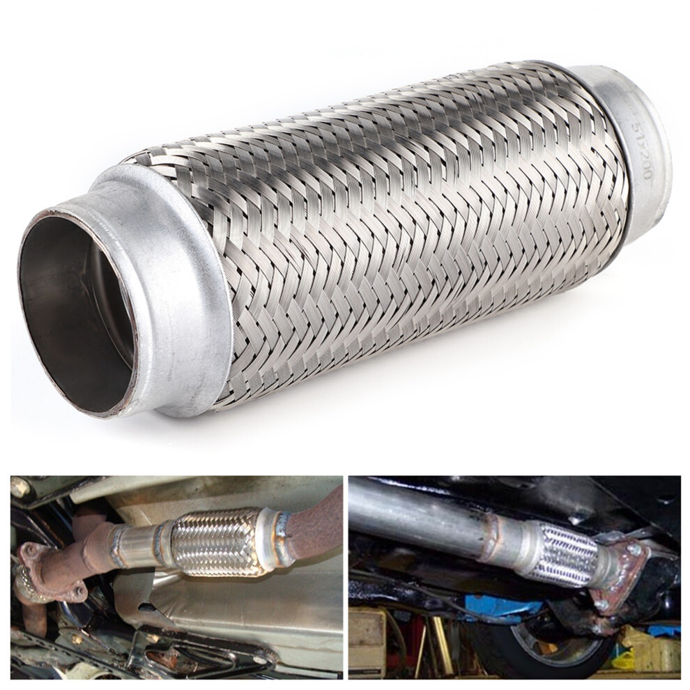 Stainless Steel Exhaust Flexible Pipe 51X200mm Universal Car Repair Silver 4131392364329
