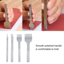 Leathercraft Tools 4pcs Set 3mm Spacing Leather Punch Kit with Various Prongs
