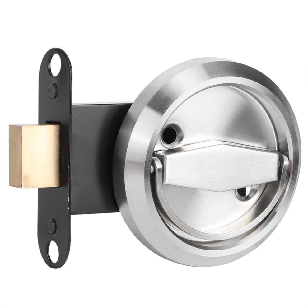 Double-Sided Stainless Steel Bathroom Door Lock With Ring Handle, Silver 8771392365566
