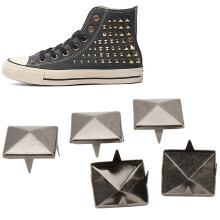 100pcs Square Pyramid Punk Rivets 4 Claw Metal Studs 15mm Black