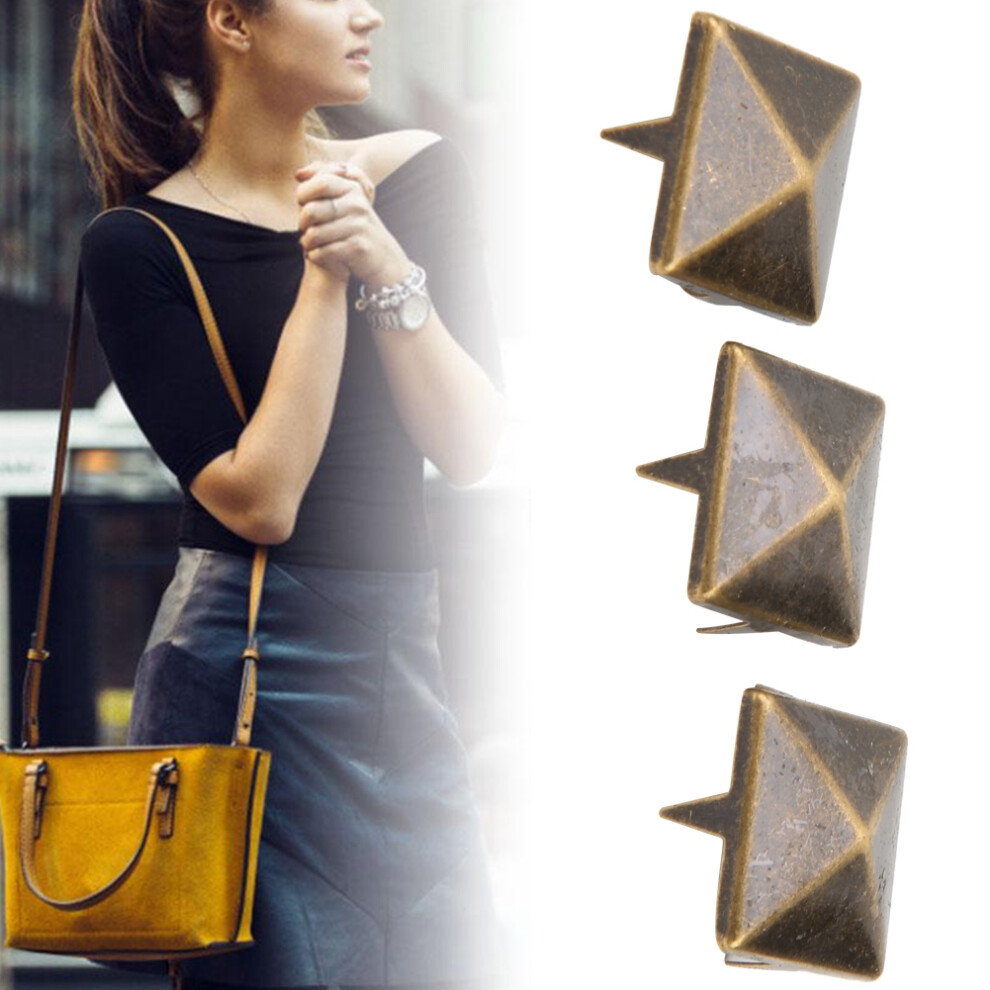 Punk Rivets 100Pcs Square Pyramid Metal Studs 12Mm Claw For Clothes Shoes Bag 4621392647220