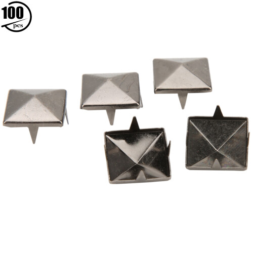 100pcs Square Pyramid Punk Rivets 4 Claw Metal Studs 15mm Black 1