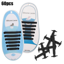 60pcs Silicone No Tie Elastic Shoe Laces for Kids and Adults Running Sneakers