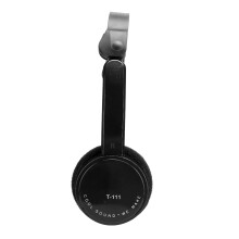 Faltbarer Kinder-Kabel-Stereo-Kopfhörer mit Mikrofon, 3,5 mm, 27 mm, 1,1 m, Schwarz