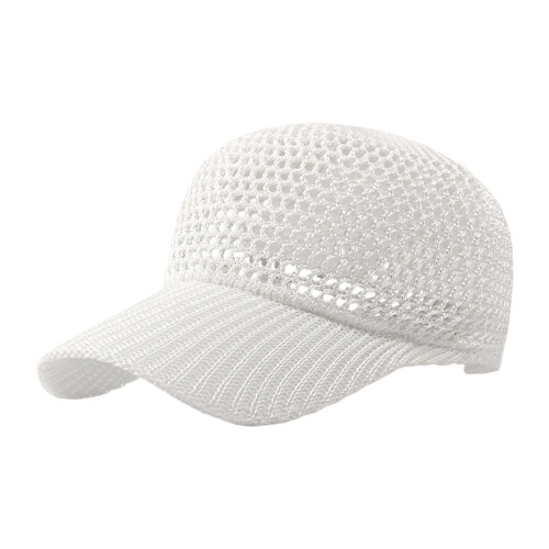 Unisex Hat with Hole Mesh Design Quick Dry Fabric-White