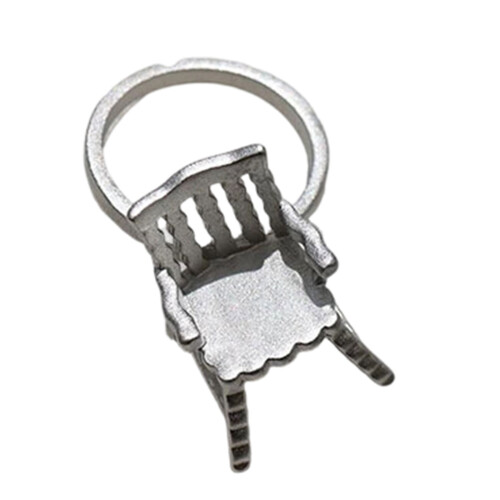 Elegant Chair Shaped Adjustable Ring Contemporary-silver