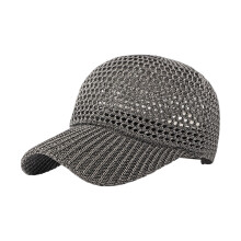 Lightweight Crocheted Hat Adjustable Fit Mesh Sun Hat for-Gray