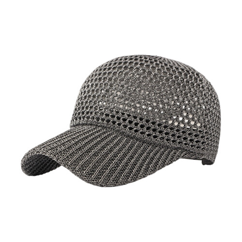 Lightweight Crocheted Hat Adjustable Fit Mesh Sun Hat for-Gray