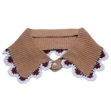 Multiuse Knitted Faux Collar With Contrast Flower Trim Soft