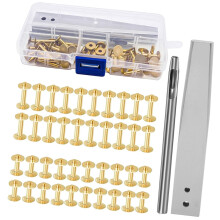 42Pcs Copper Rivets Set Leather Studs With Puncher-brass color
