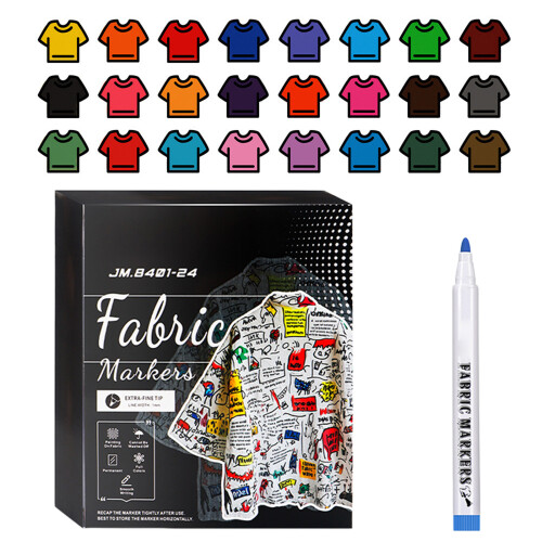 Assorted Permanent Marker, Works on Fabric, Plastic,-24 colors