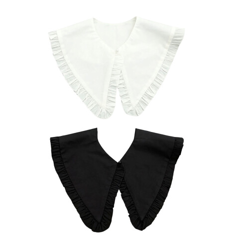 Removable False Collar Cotton Blend Detachable Shirt-White 1