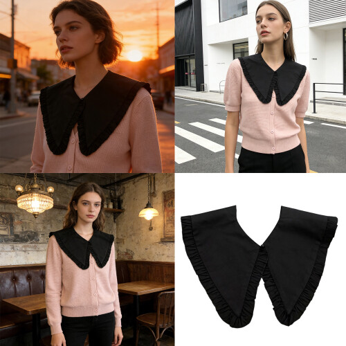 Stylish Cotton Blend False Collar Layering Piece For-Black 2