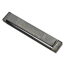 Professional 24-Hole C Key Diatonic Harmonica Glossy Black Polyphonic Mouthorgan