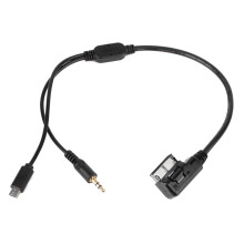 3.5mm AUX Audio Charging Cable for Benz S, SL, CLS, 12cm, Black