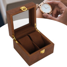 Wooden Watch Case 2 Slots Organizer Black Walnut, 12x12x8cm