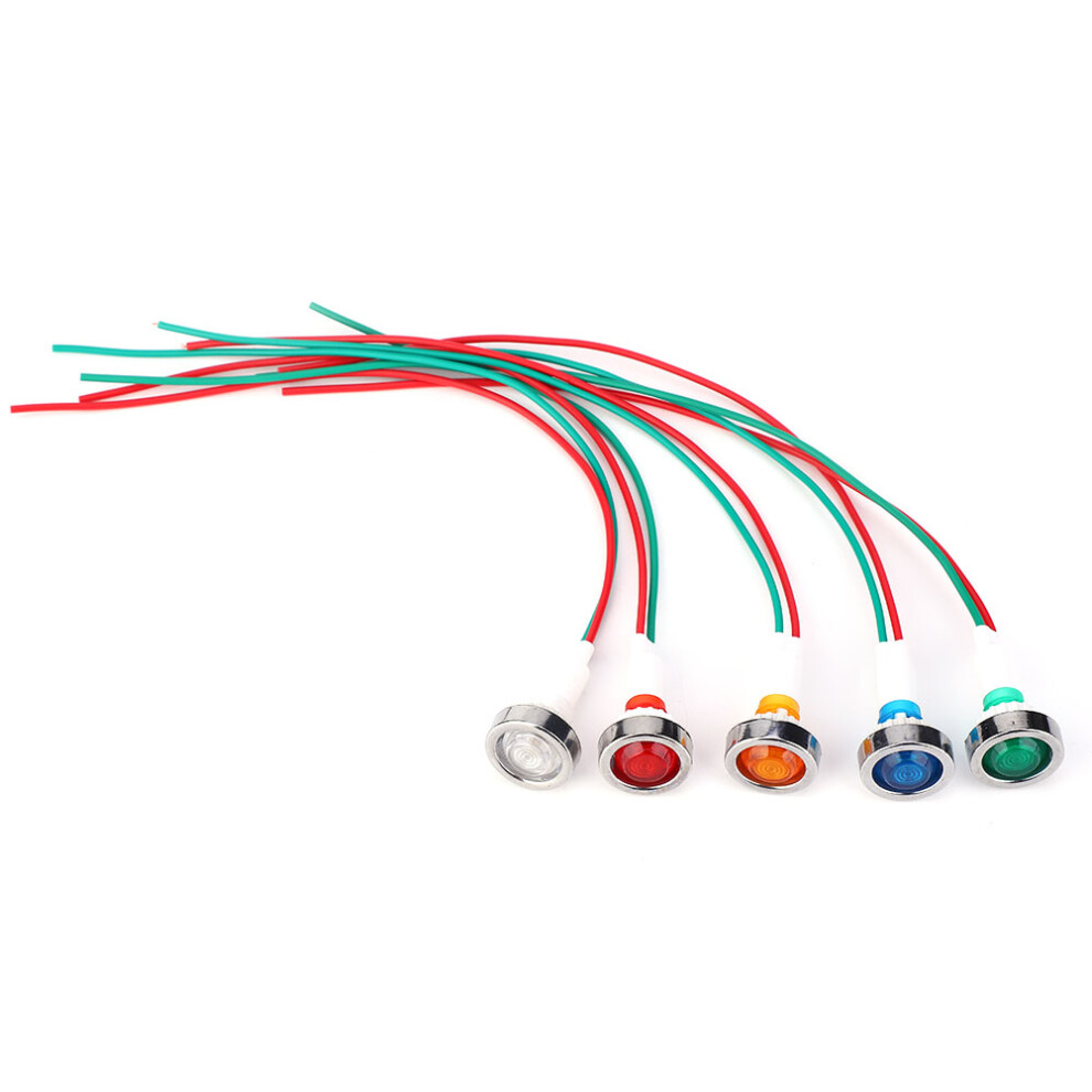 15Pcs Dc12v 10Mm Led Pilot Indicator Light Kit Red Green Yellow Blue White 4661392374917