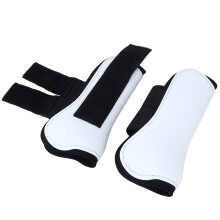 2PCS White Horse Leg Guards, PU+Neoprene, 25.6x11.8cm