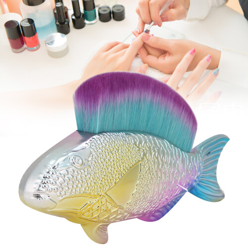 Multi-Functional Fish-Shaped Nail Dust Brush Manicure Tool, Purple